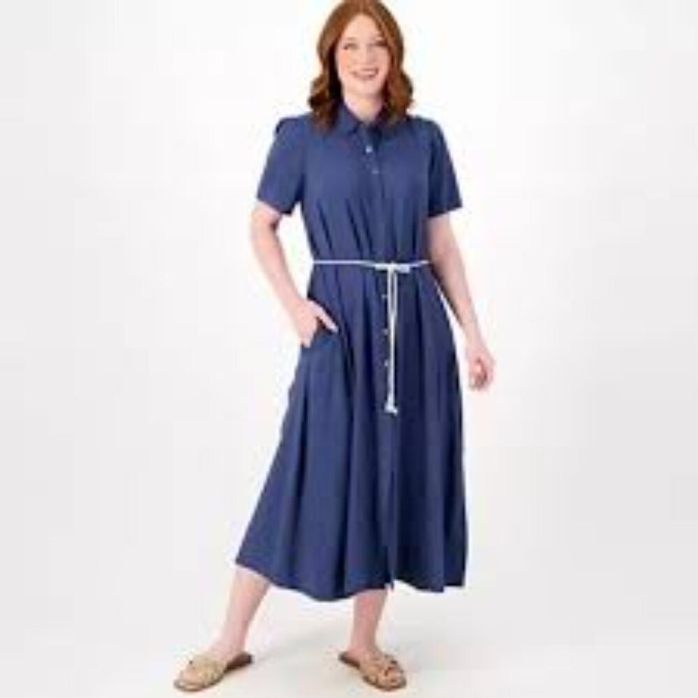 ✅ Peace Love World Boheme Petite Day to Night Dress - Blue - Petite X-Large‎